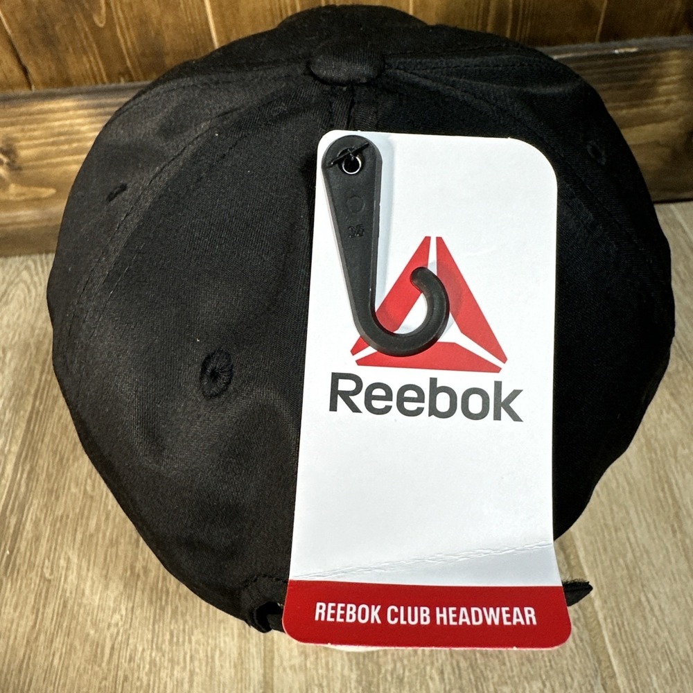 NWT Reebok Logo Hat Black Sport Baseball Cap One Size Most fit Strap Modern - Picture 6 of 12